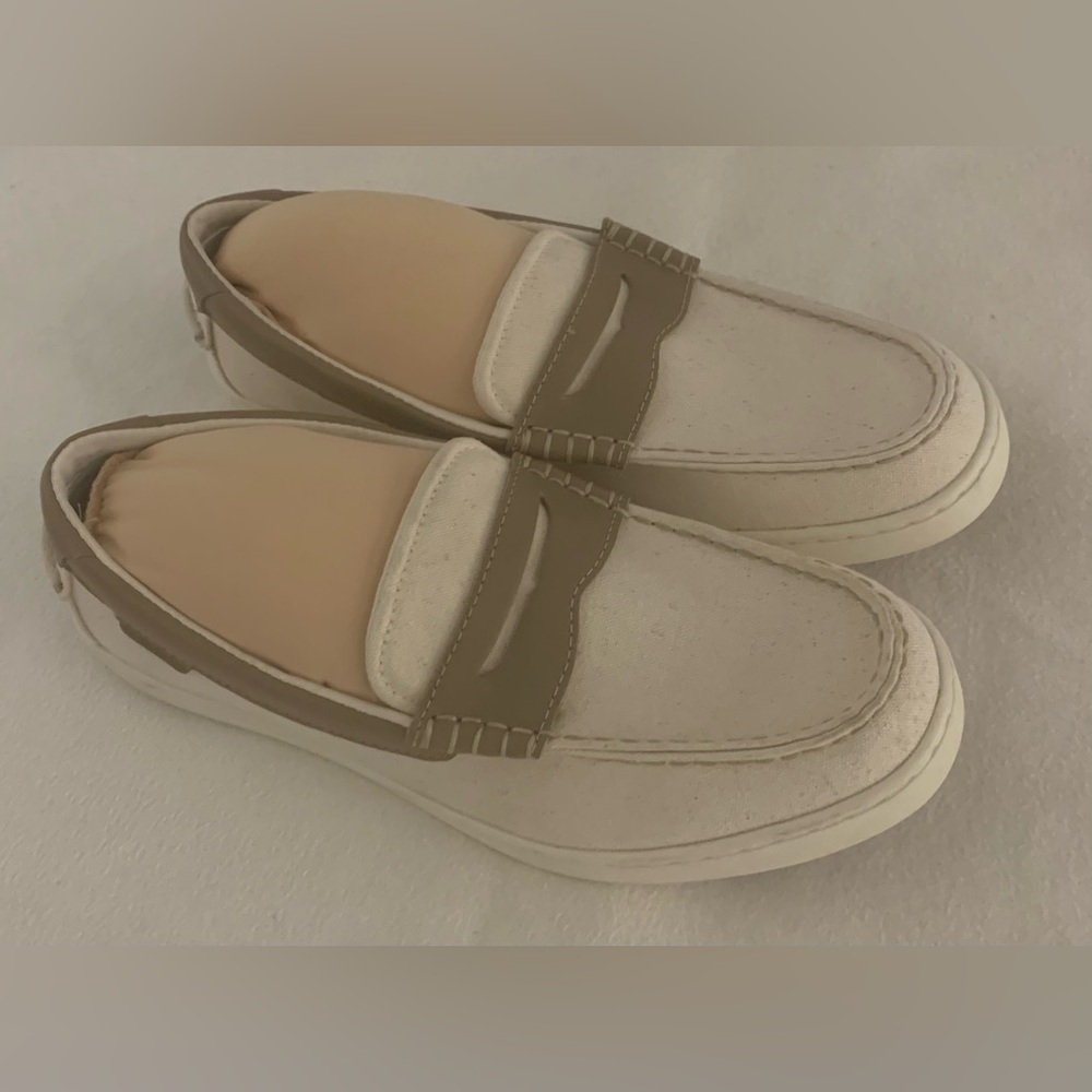 Cole Haan Nantucket C38573 Penny Loafer Mens Sz 8 M Ivory Canvas Slip On Shoes - Picture 12 of 15
